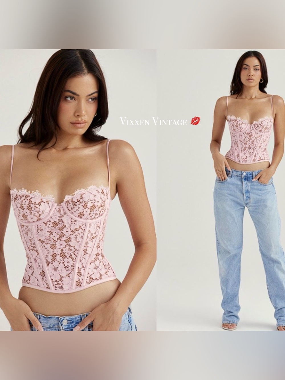 1412 MESH LACE PADDED BUSTIER CORSET TOP IN DUSTY ROSE